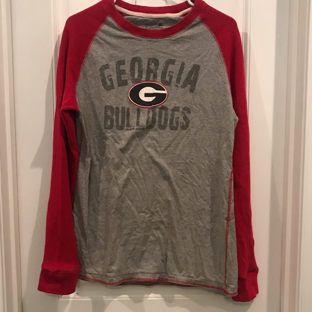 UGA baseball tee. Waffle knit sleeves
